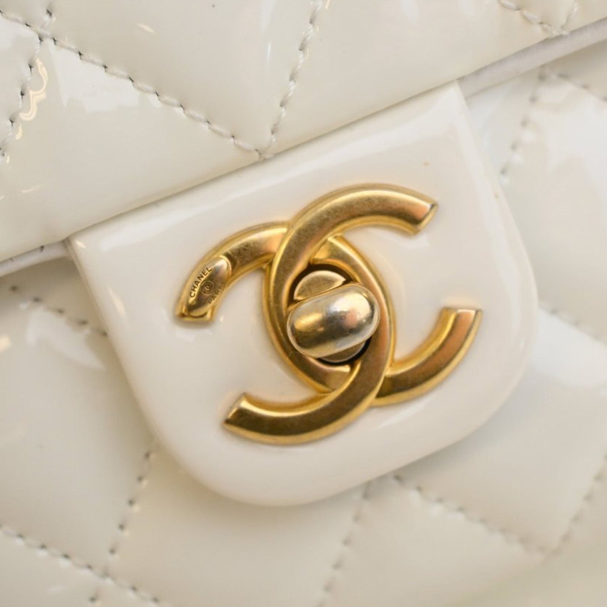 Chanel Mini Square Classic Patent Enamel Coco Hearts Single Flap