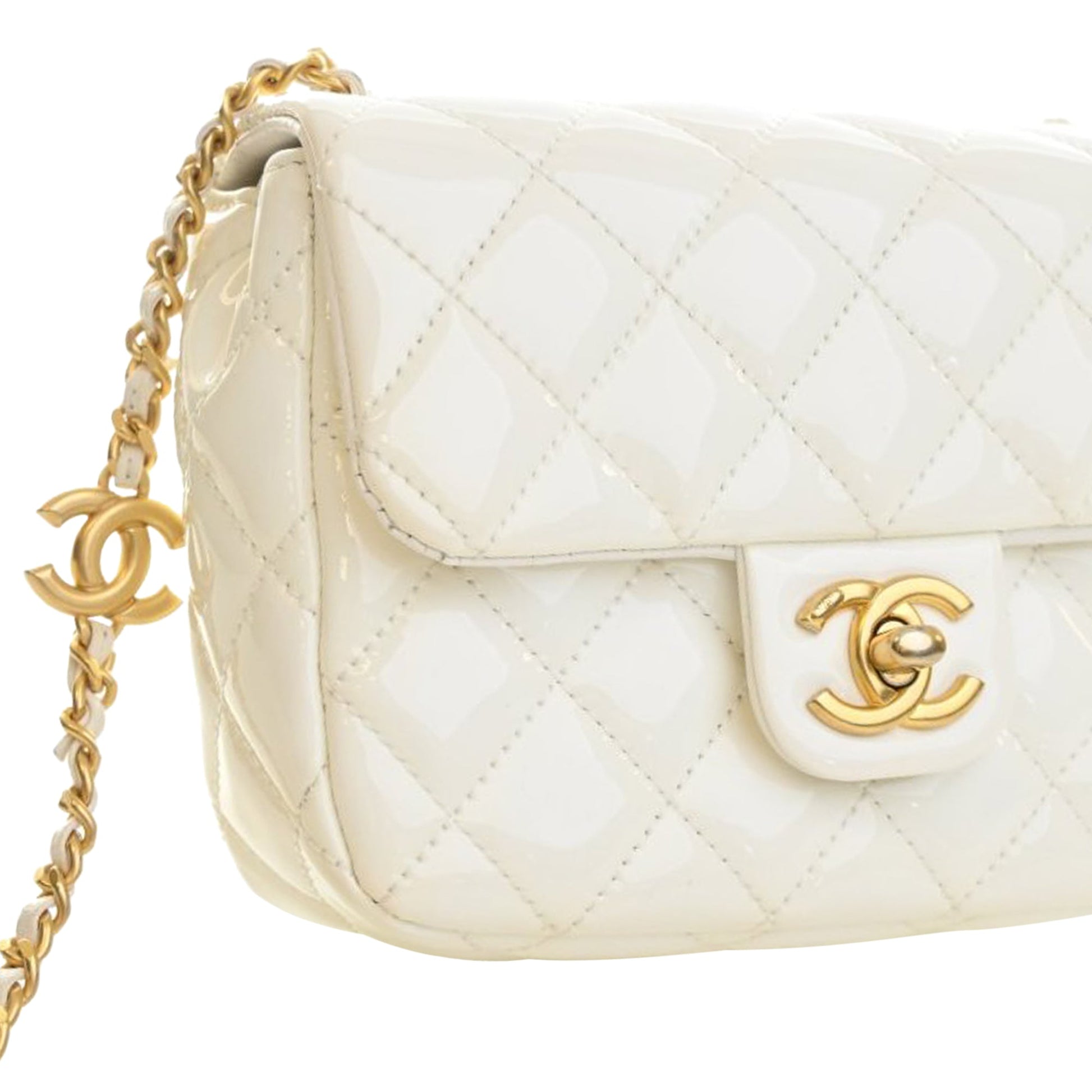 Chanel Mini Square Classic Patent Enamel Coco Hearts Single Flap