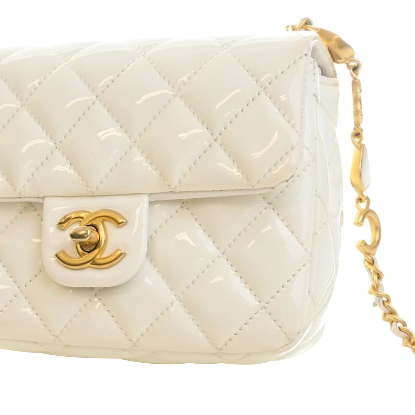Chanel Mini Square Classic Patent Enamel Coco Hearts Single Flap