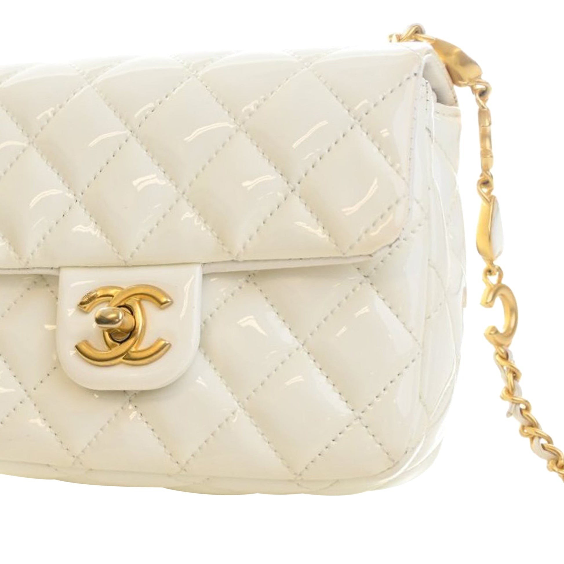 Chanel Mini Square Classic Patent Enamel Coco Hearts Single Flap
