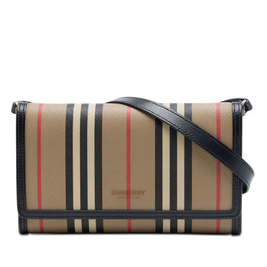 Burberry Icon Stripe E Canvas Hannah Wallet on Strap