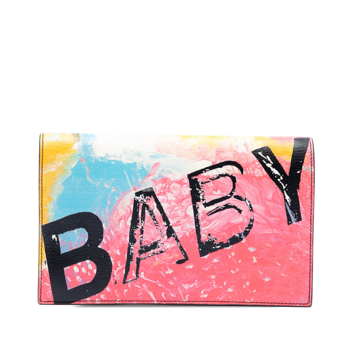 Saint Laurent Leather Baby Print Clutch — Pink
