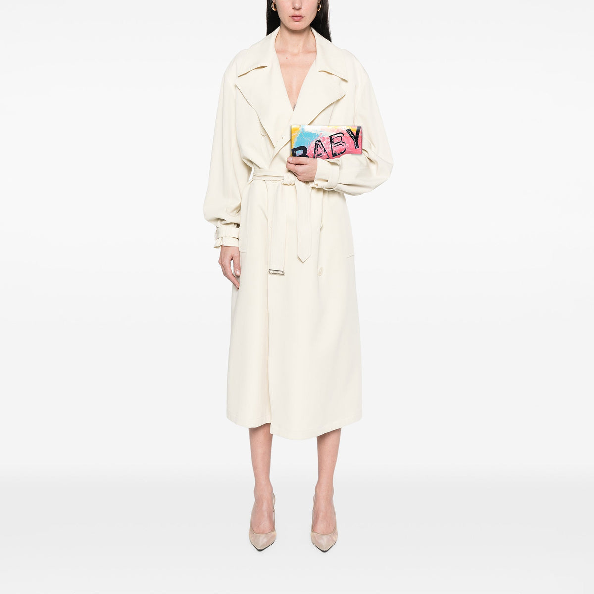 Saint Laurent Leather Baby Print Clutch — Pink