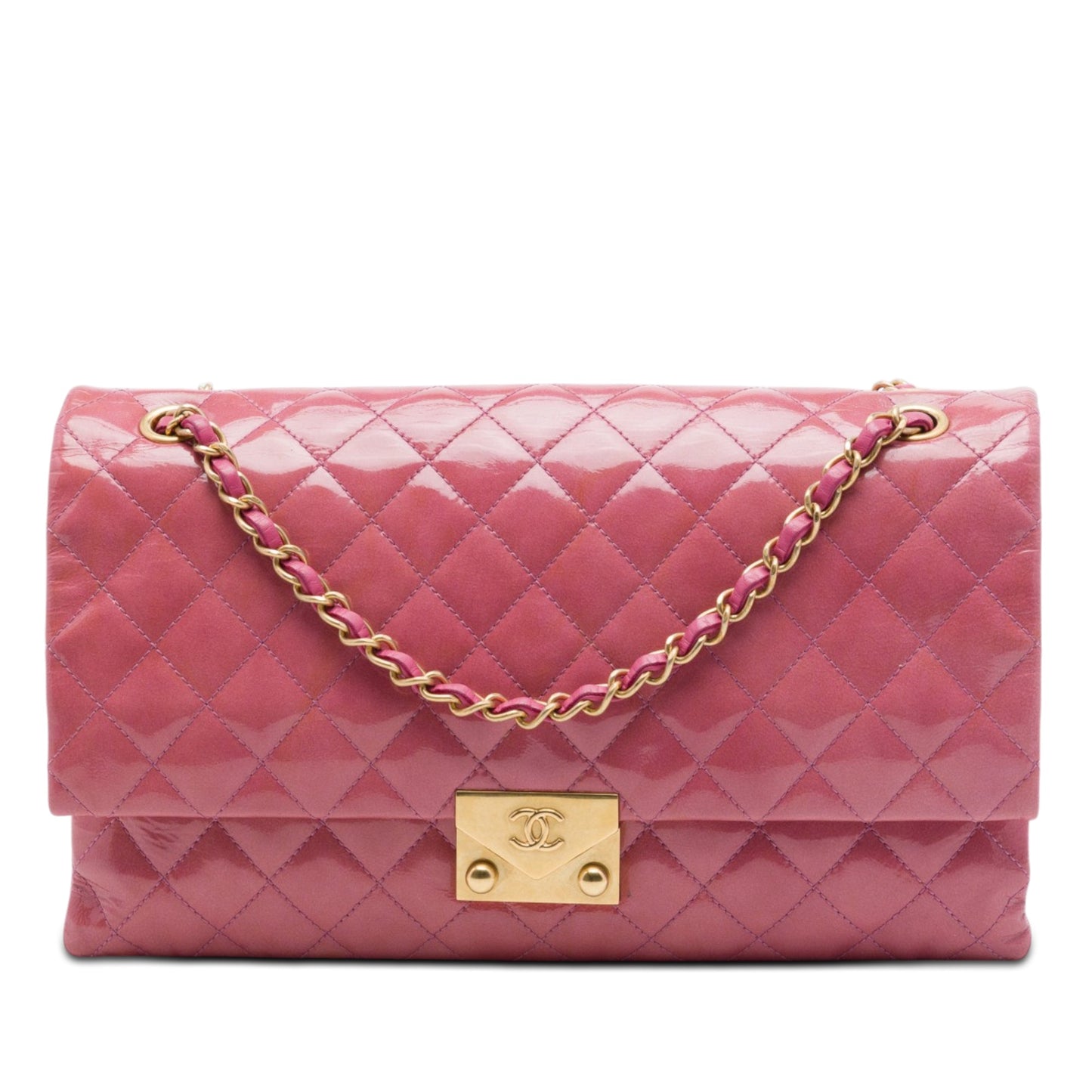 Chanel Quilted Crinkled Patent Pagoda Accordion Flap