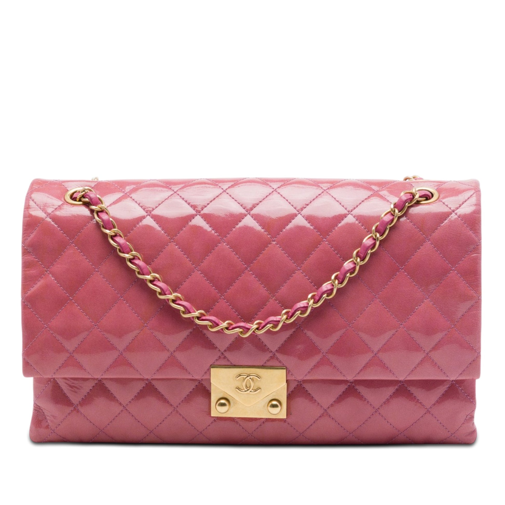 Chanel Quilted Crinkled Patent Pagoda Accordion Flap