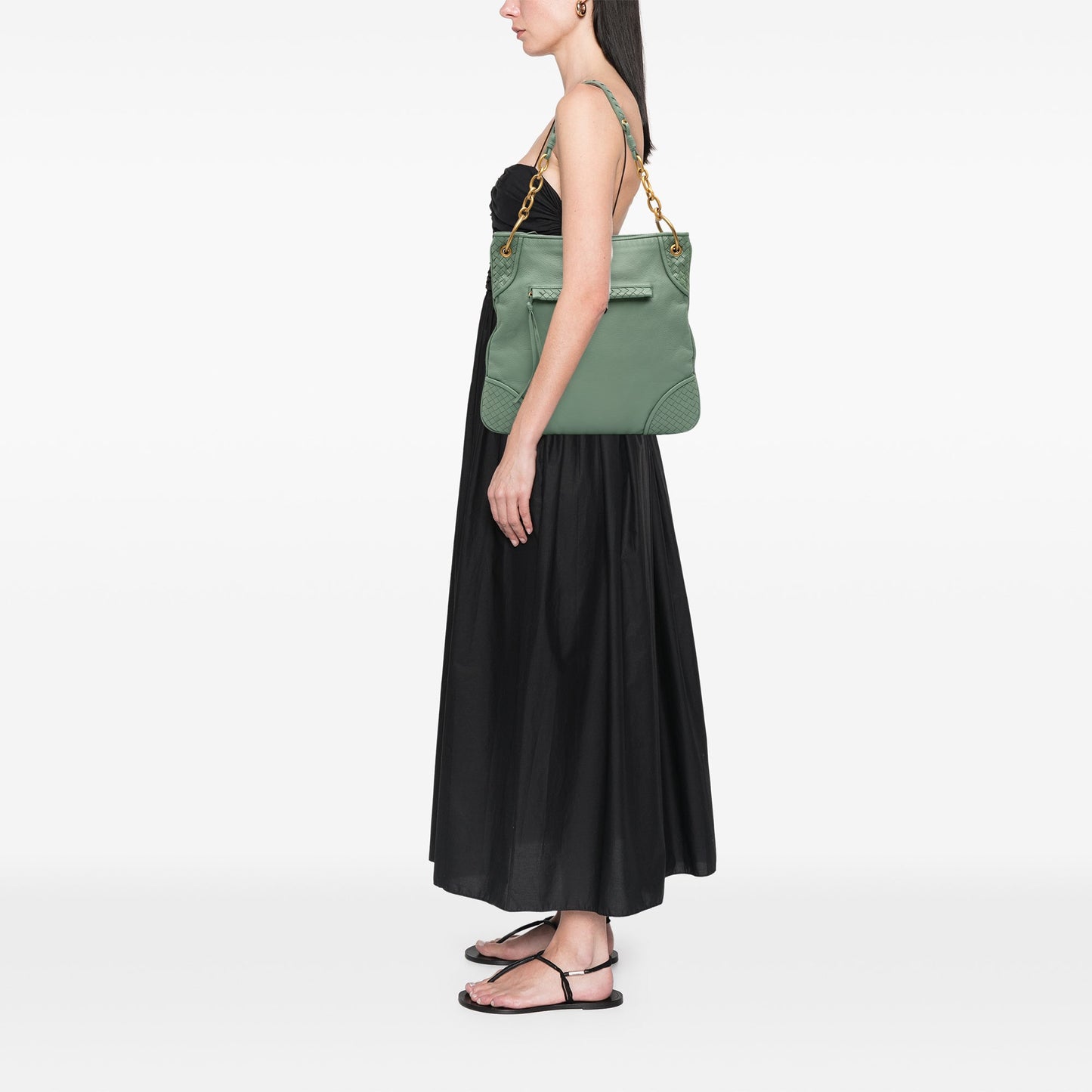 Bottega Veneta Intrecciato Trimmed Leather Shoulder Bag