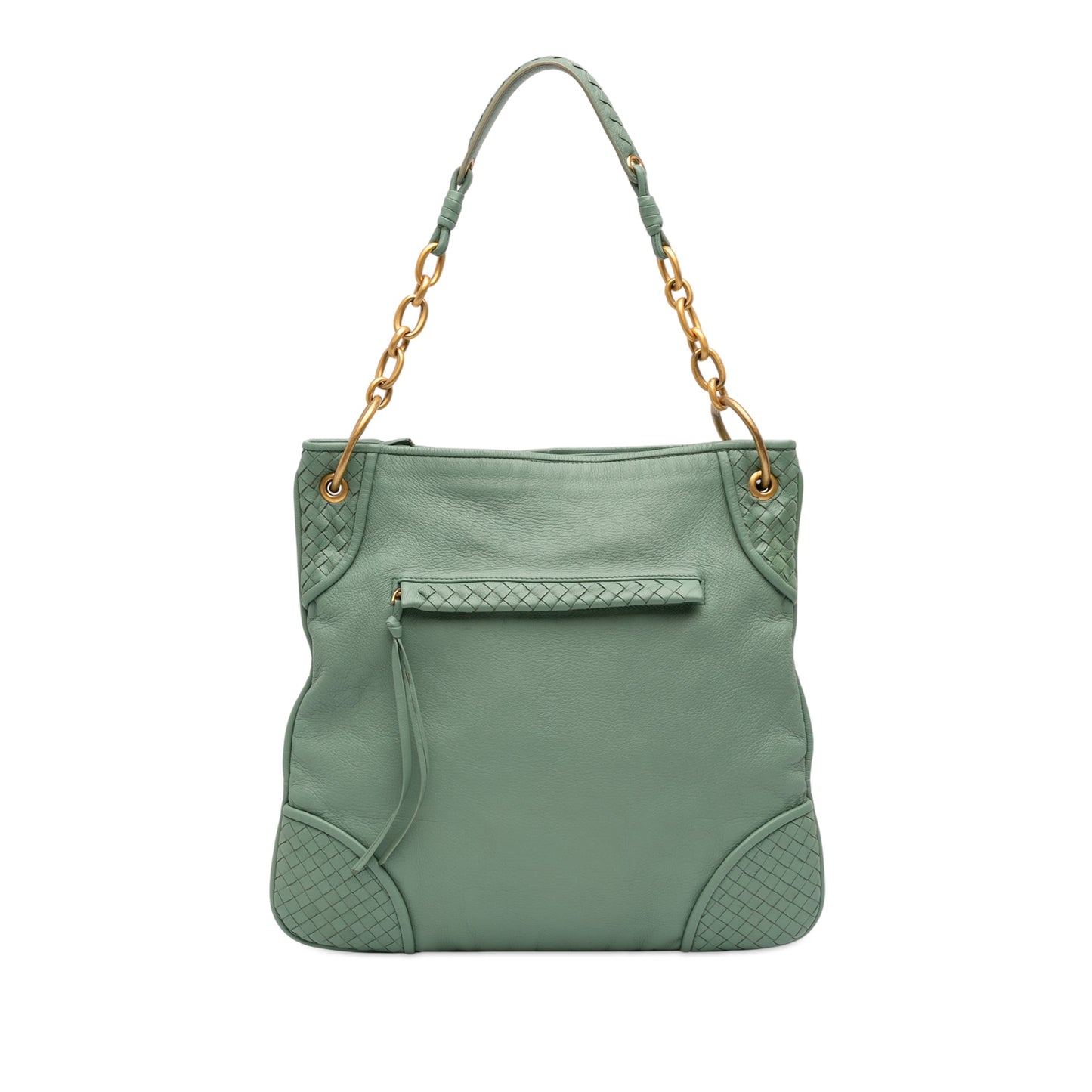 Bottega Veneta Intrecciato Trimmed Leather Shoulder Bag