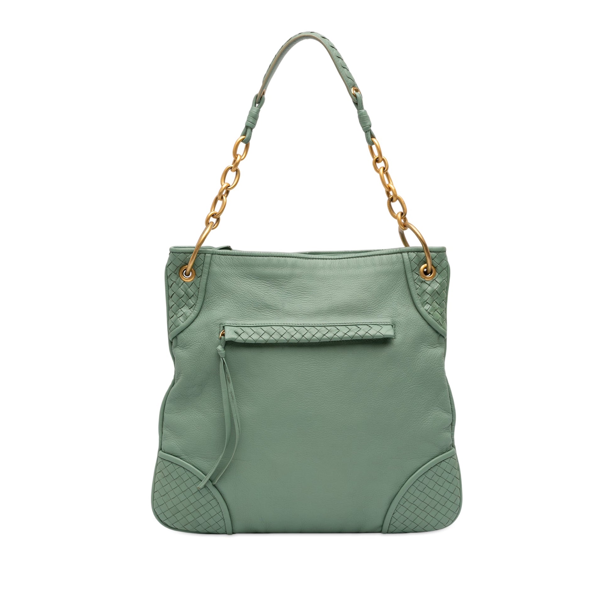 Bottega Veneta Intrecciato Trimmed Leather Shoulder Bag