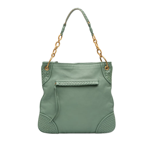 Bottega Veneta Intrecciato Trimmed Leather Shoulder Bag