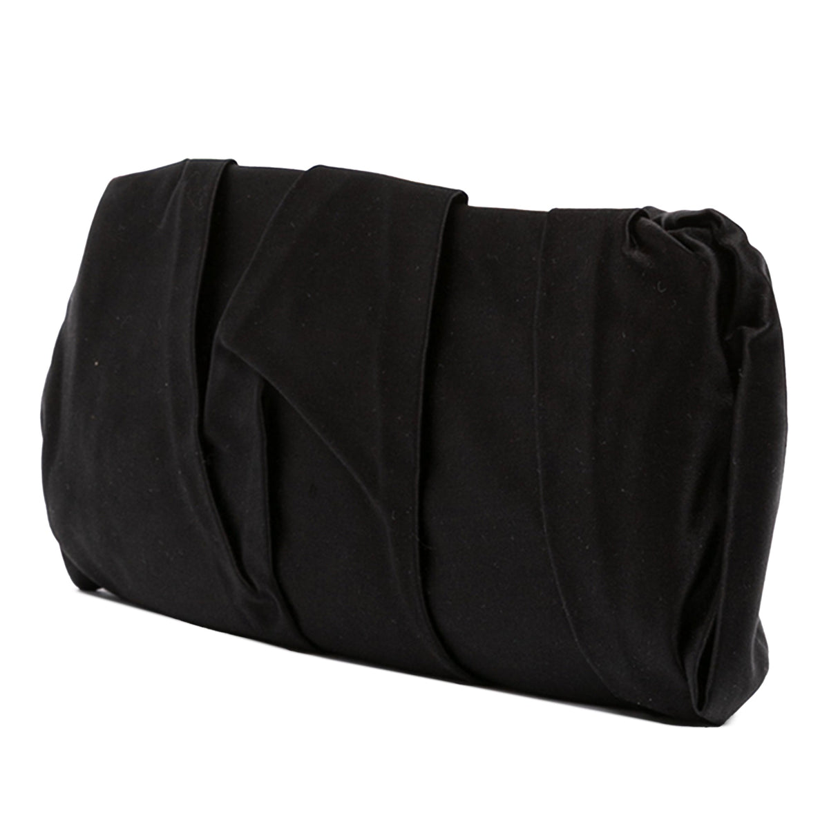 Prada Pleated Satin Frame Clutch — Black