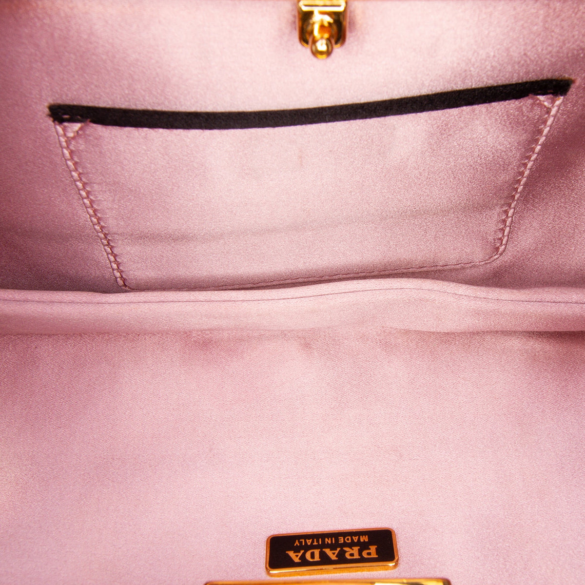 Prada Pleated Satin Frame Clutch — Black