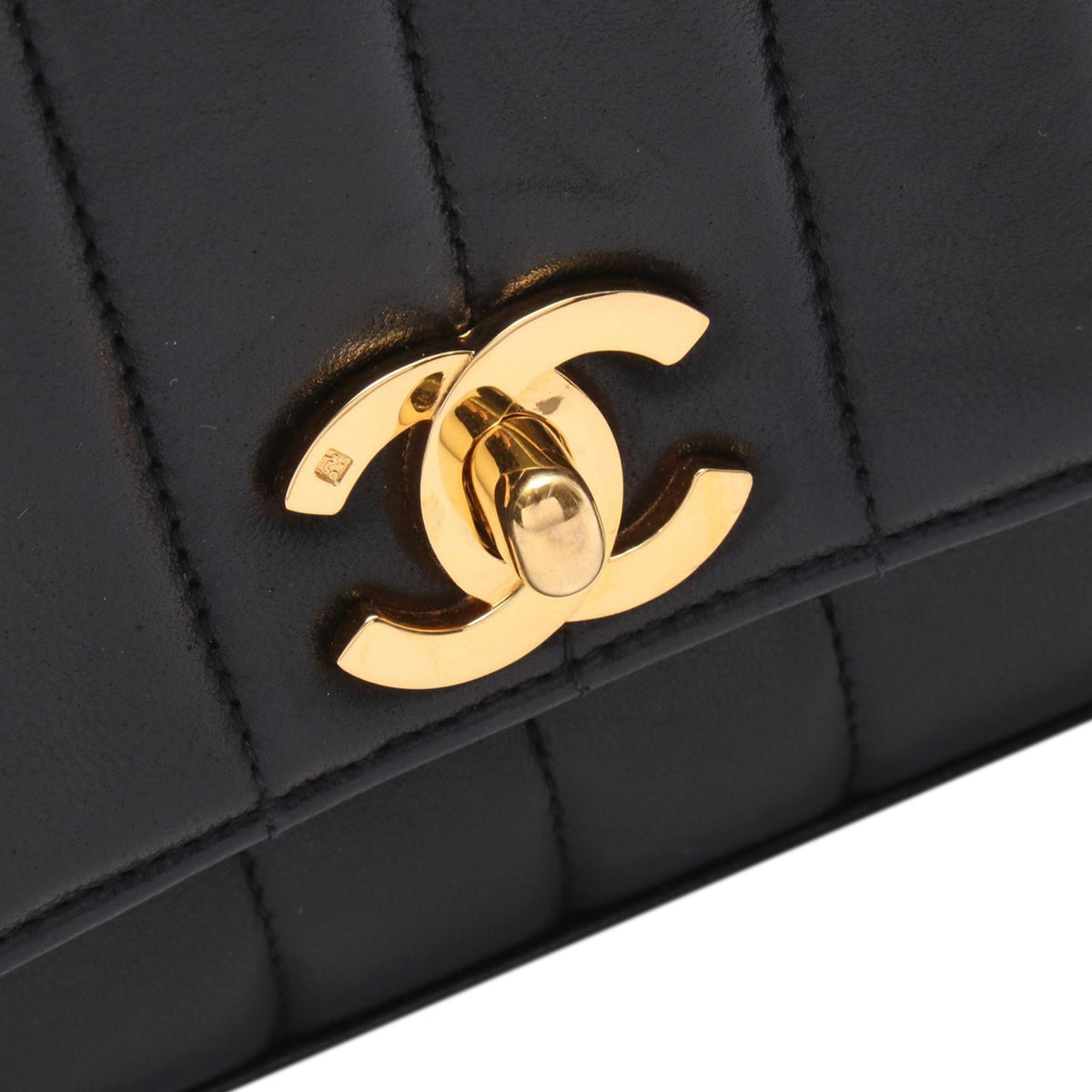 Chanel CC Vertical Quilt Lambskin Mademoiselle Flap — Black