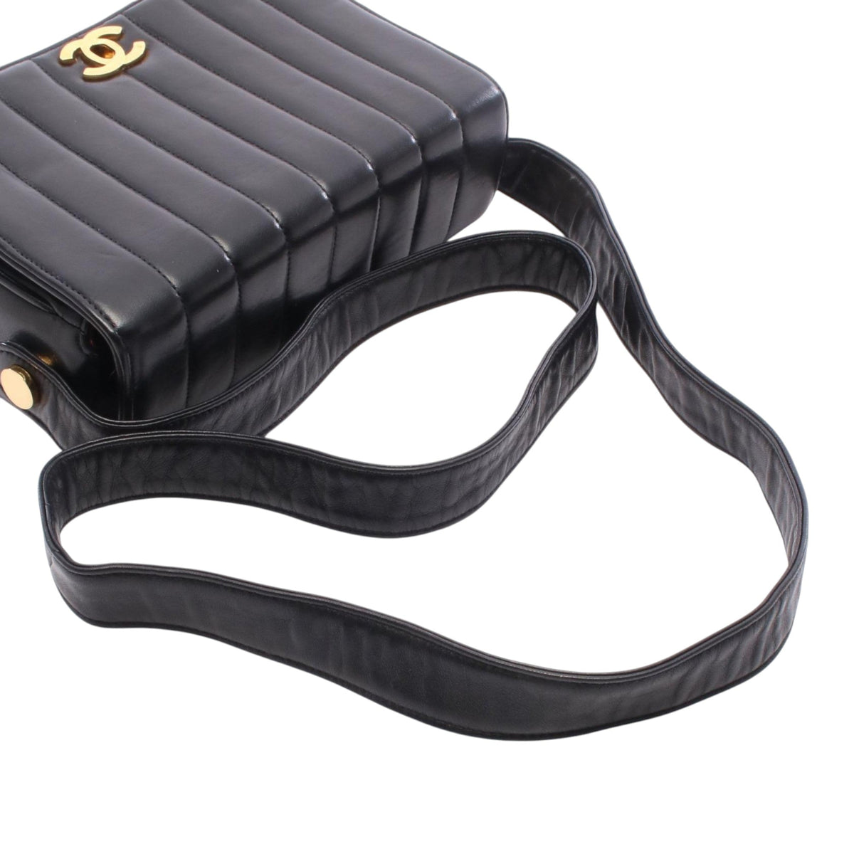 Chanel CC Vertical Quilt Lambskin Mademoiselle Flap — Black