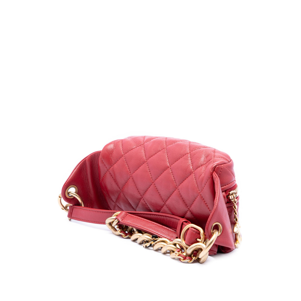 Chanel CC Quilted Lambskin Belt Bag — Red