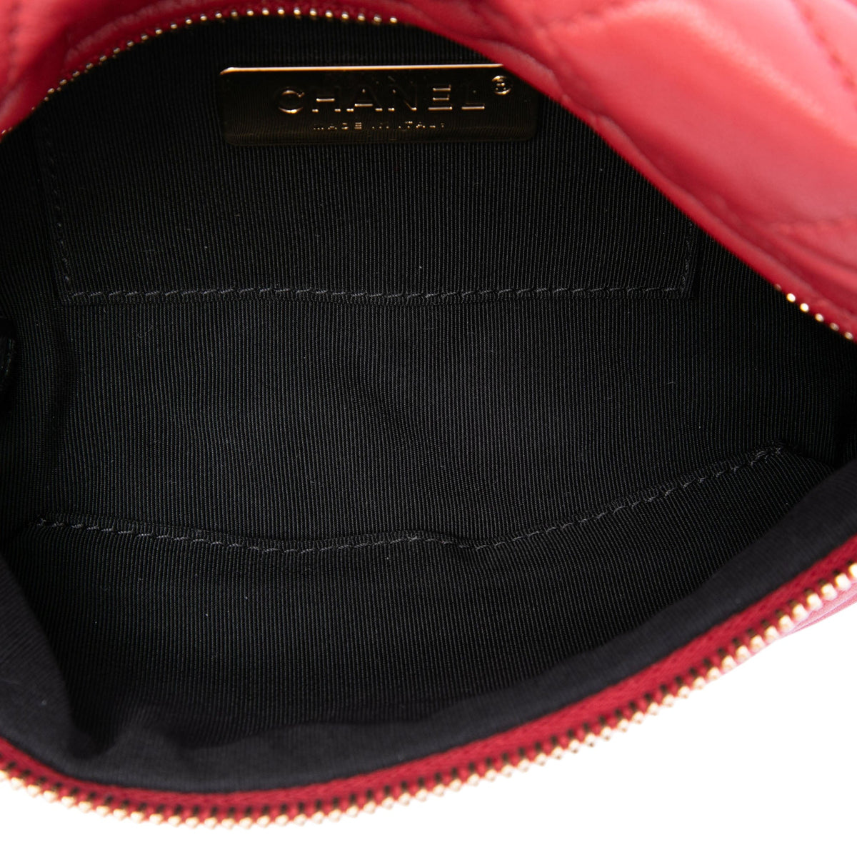 Chanel CC Quilted Lambskin Belt Bag — Red