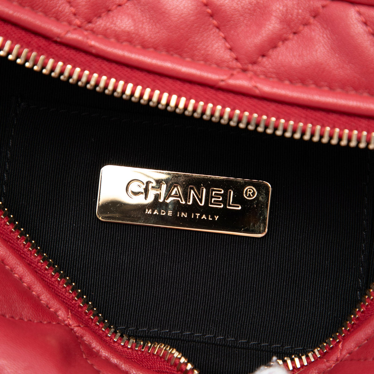 Chanel CC Quilted Lambskin Belt Bag — Red
