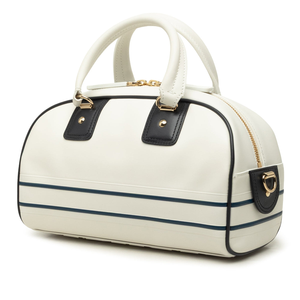 Dior Small Leather Dior Vibe Zip Bowling Bag — White