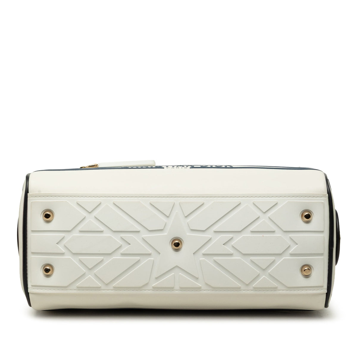 Dior Small Leather Dior Vibe Zip Bowling Bag — White