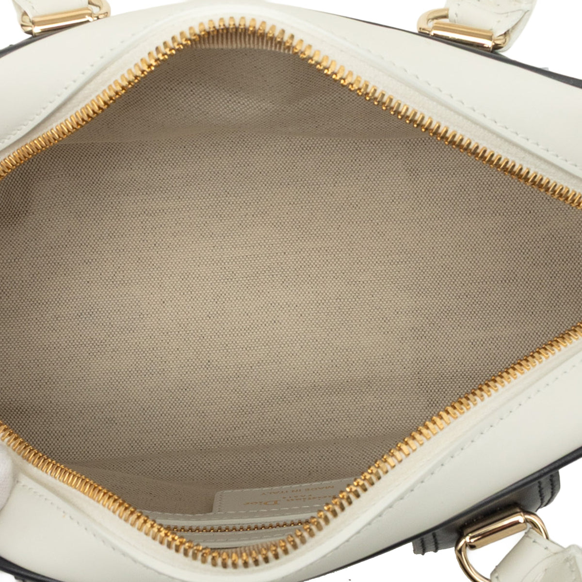 Dior Small Leather Dior Vibe Zip Bowling Bag — White