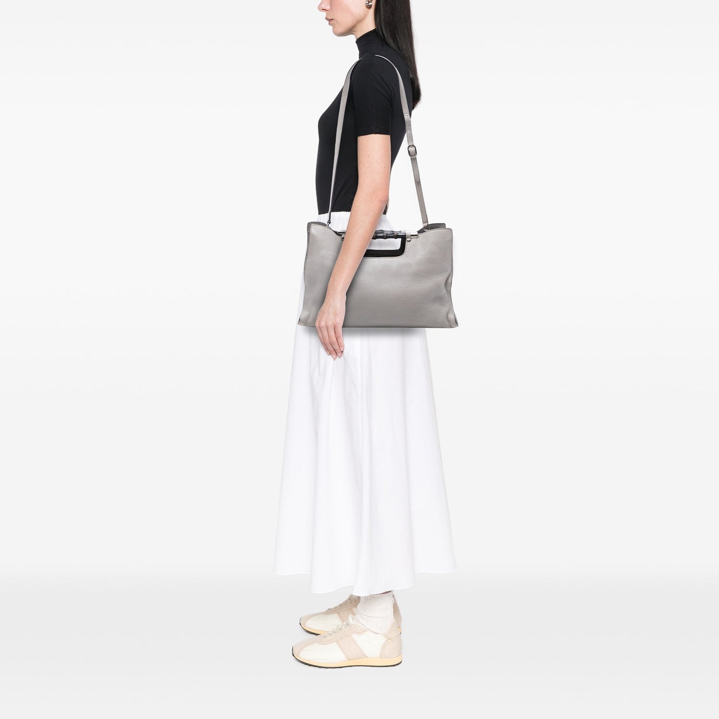 Medium Calfskin Bamboo Daily Shopper Satchel