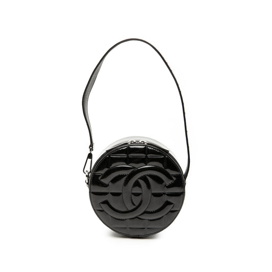 CC Choco Bar Patent Round Shoulder Bag