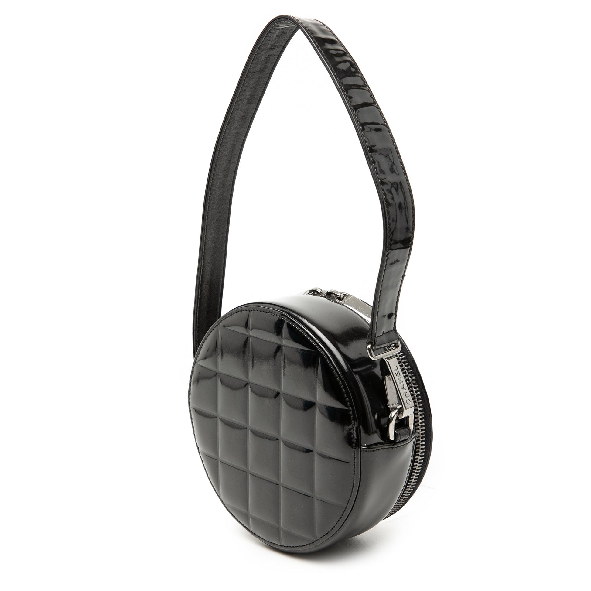 CC Choco Bar Patent Round Shoulder Bag