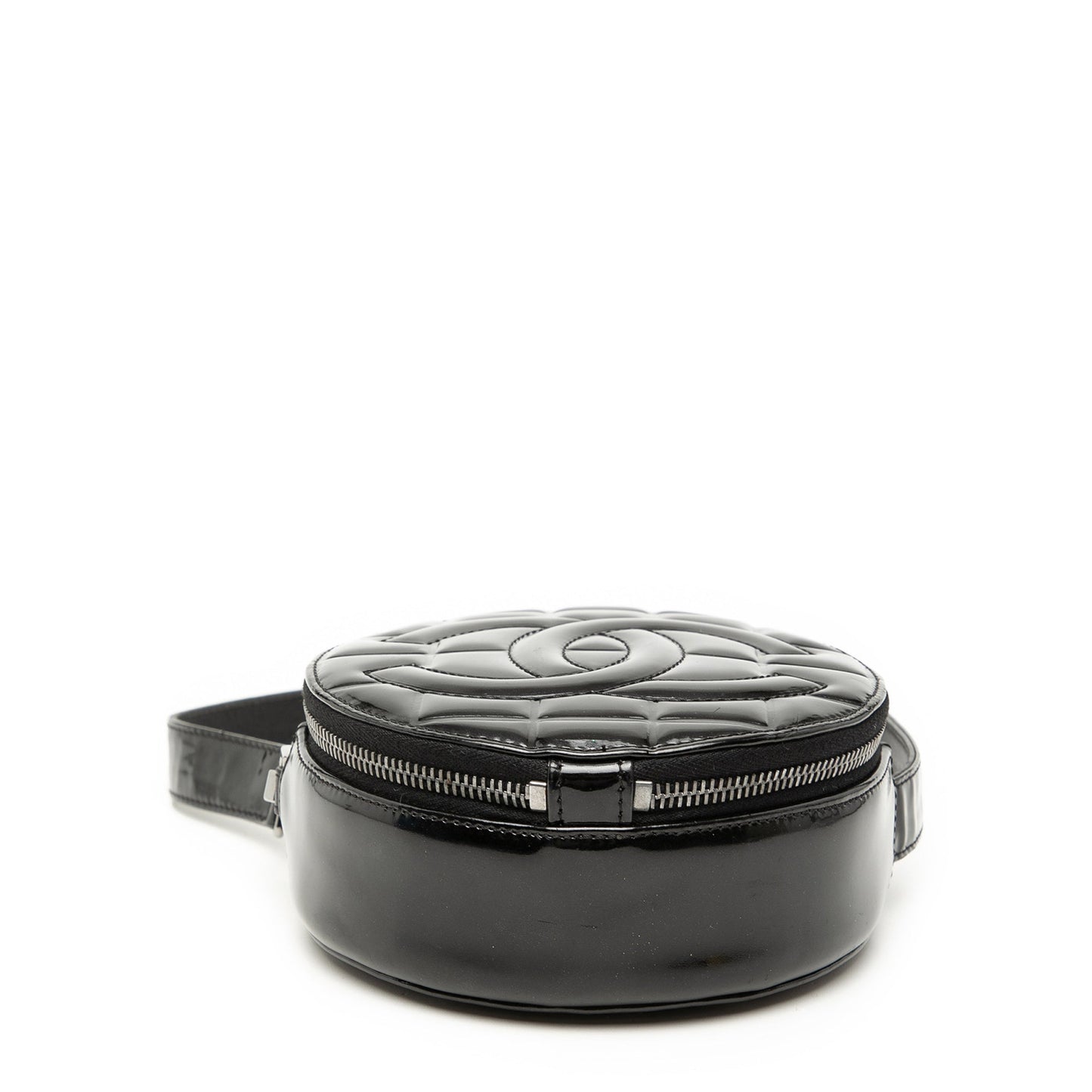 CC Choco Bar Patent Round Shoulder Bag