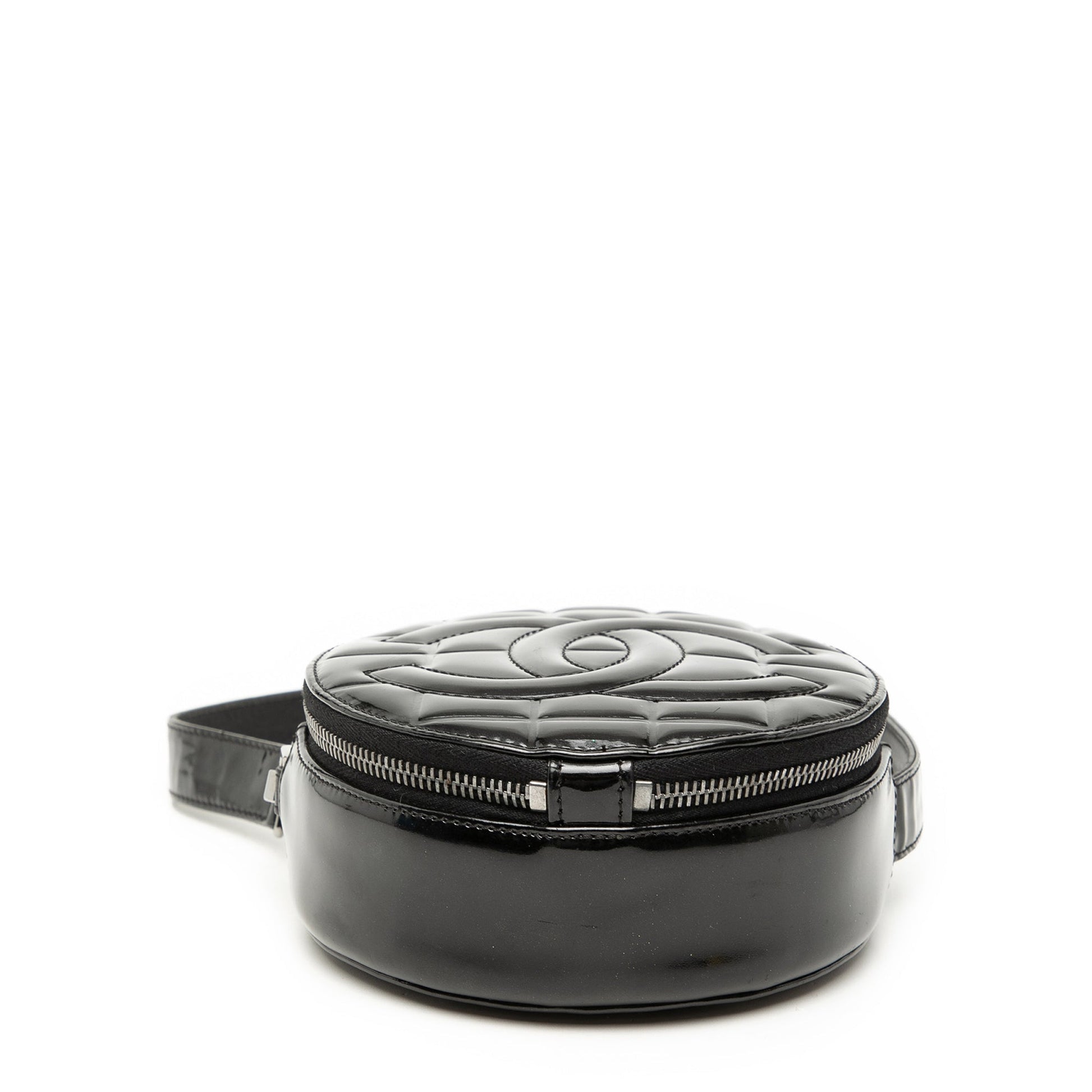 CC Choco Bar Patent Round Shoulder Bag