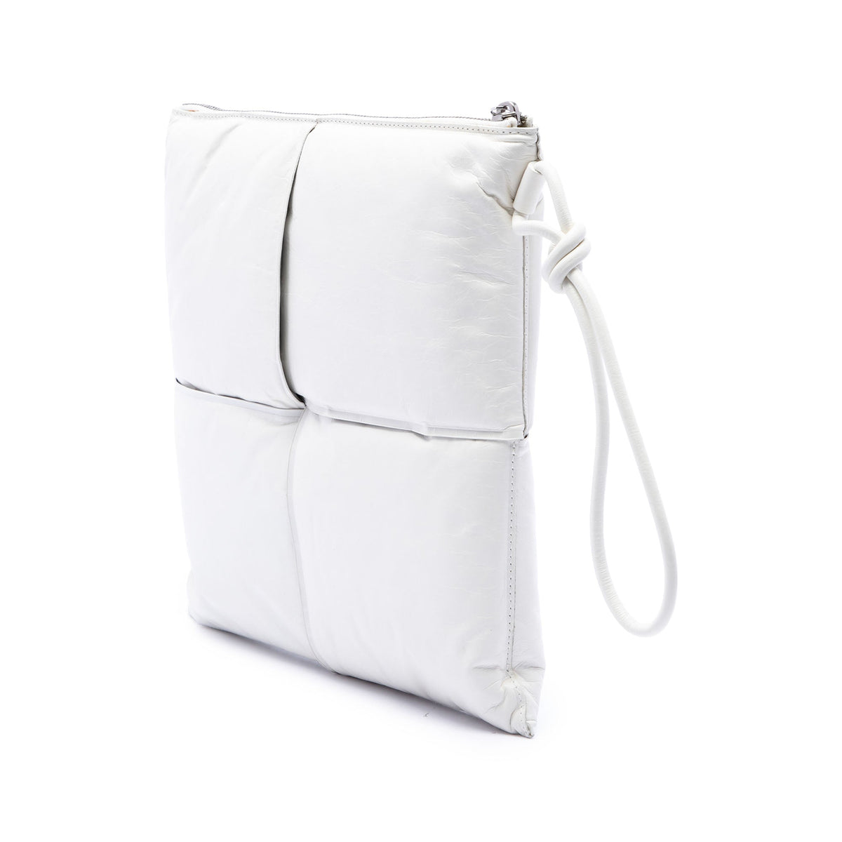 Bottega Veneta Nappa Maxi Intrecciato Padded Square Wristlet Pouch — White