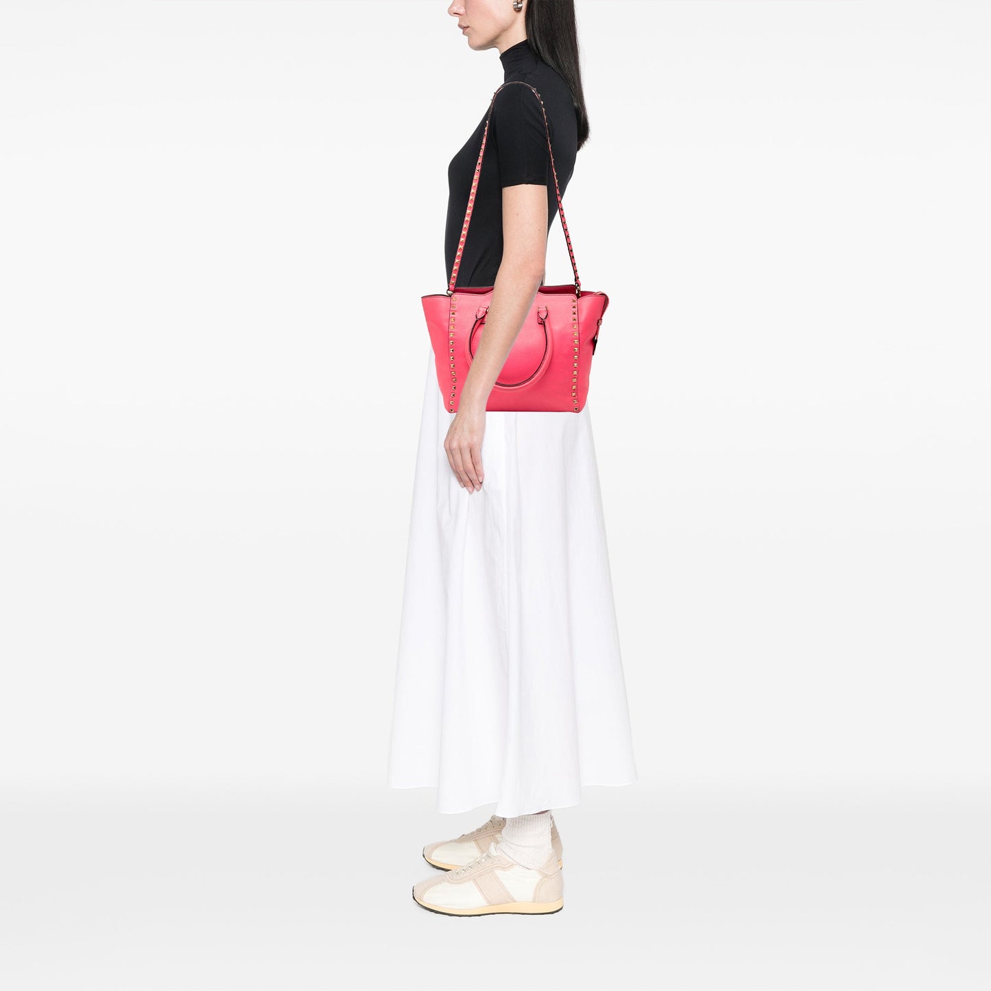 Valentino Medium Leather Rockstud Double Handle Tote