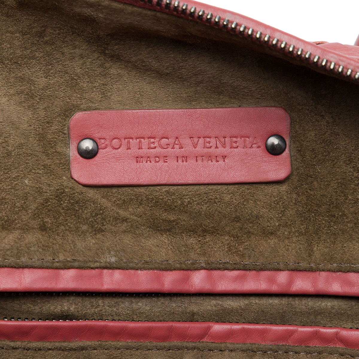 Bottega Veneta Nappa Intrecciato Boston Bag — Red