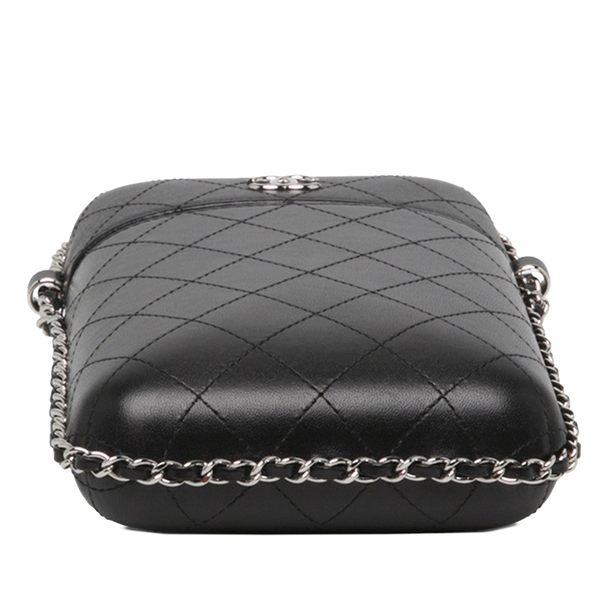 Chanel CC Quilted Lambskin Chain Around Phone Holder — Black