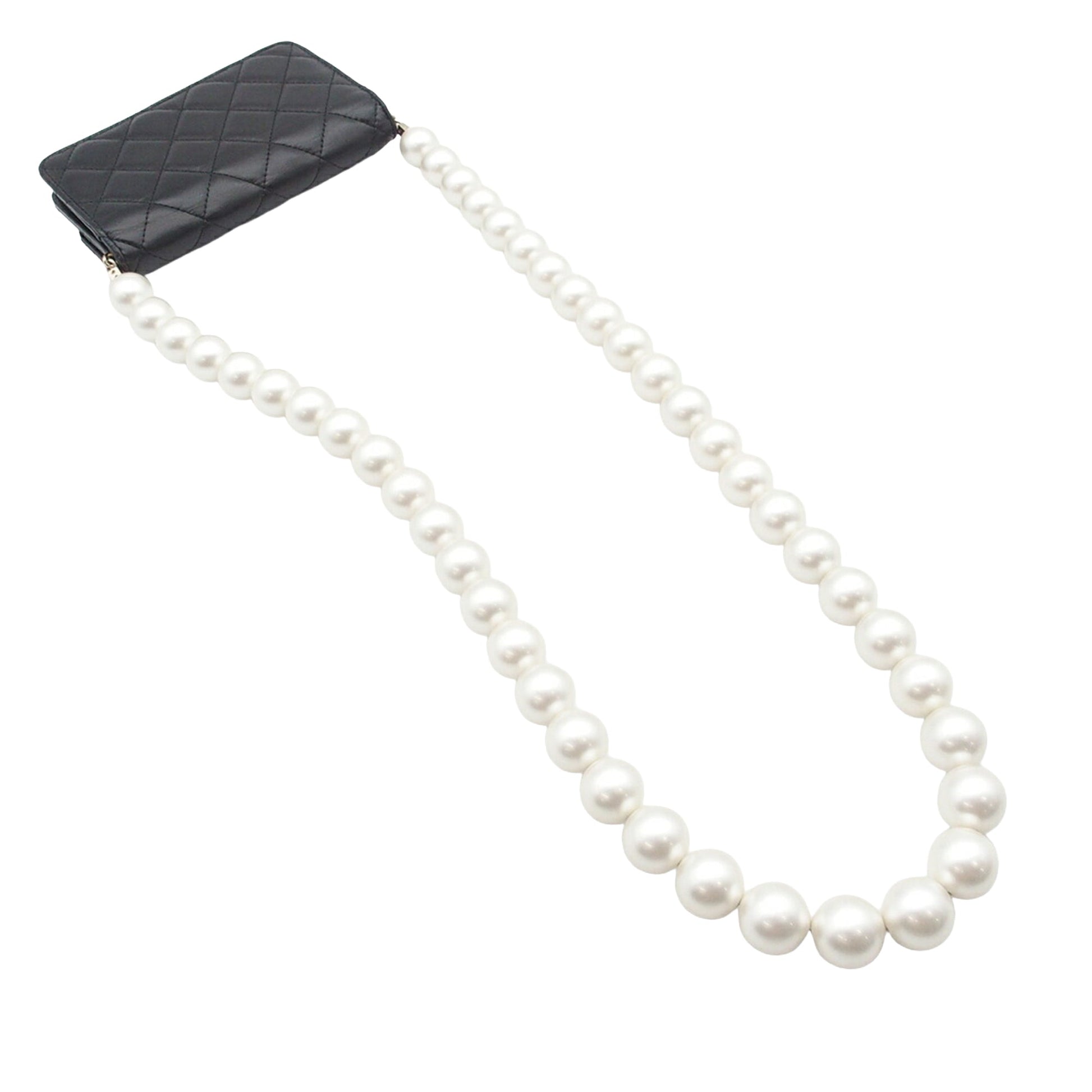 Chanel Quilted Calfskin Maxi Pearls Clutch With Chain