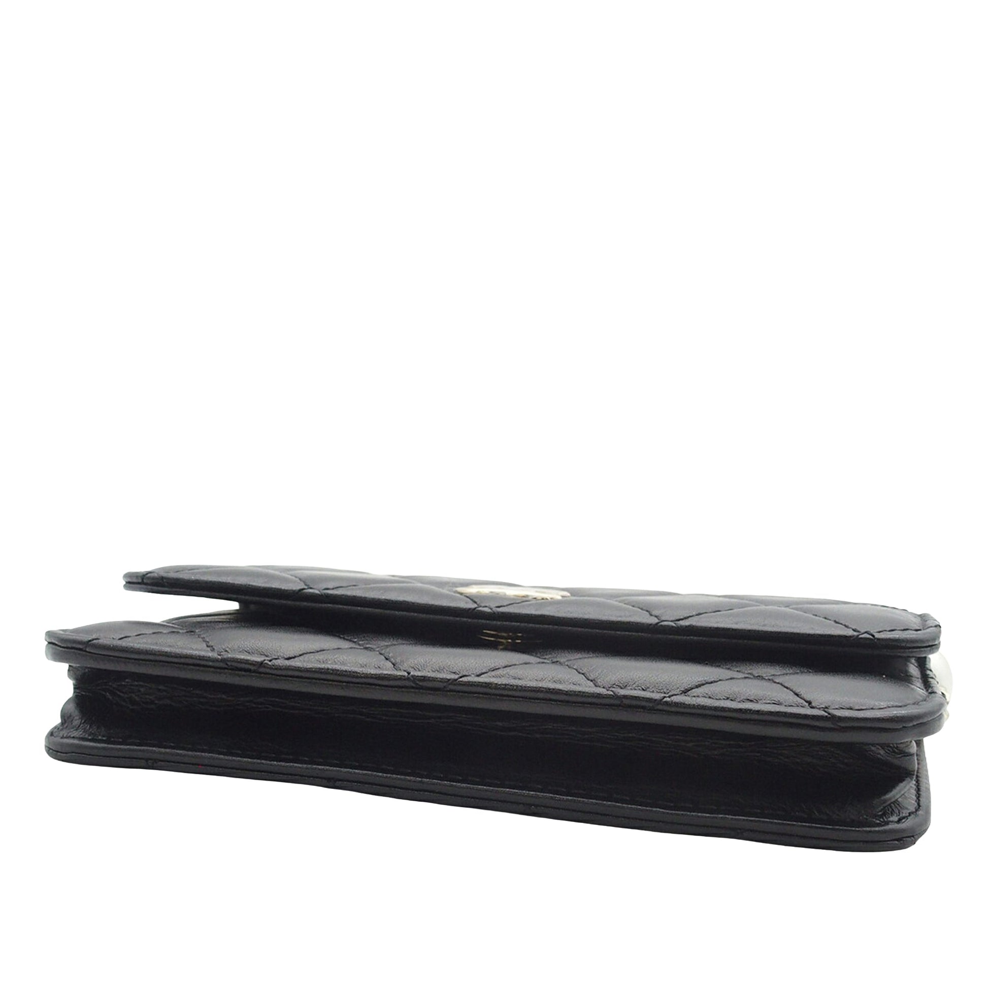 Chanel Quilted Calfskin Maxi Pearls Clutch With Chain