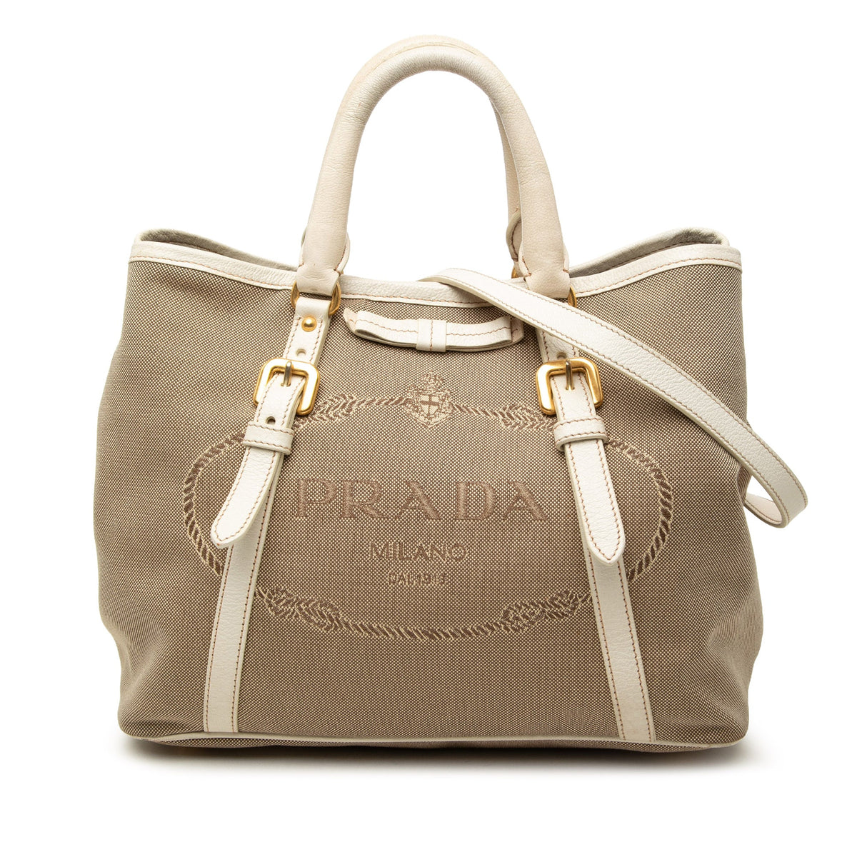 Prada Canvas Canapa Logo Bow Satchel