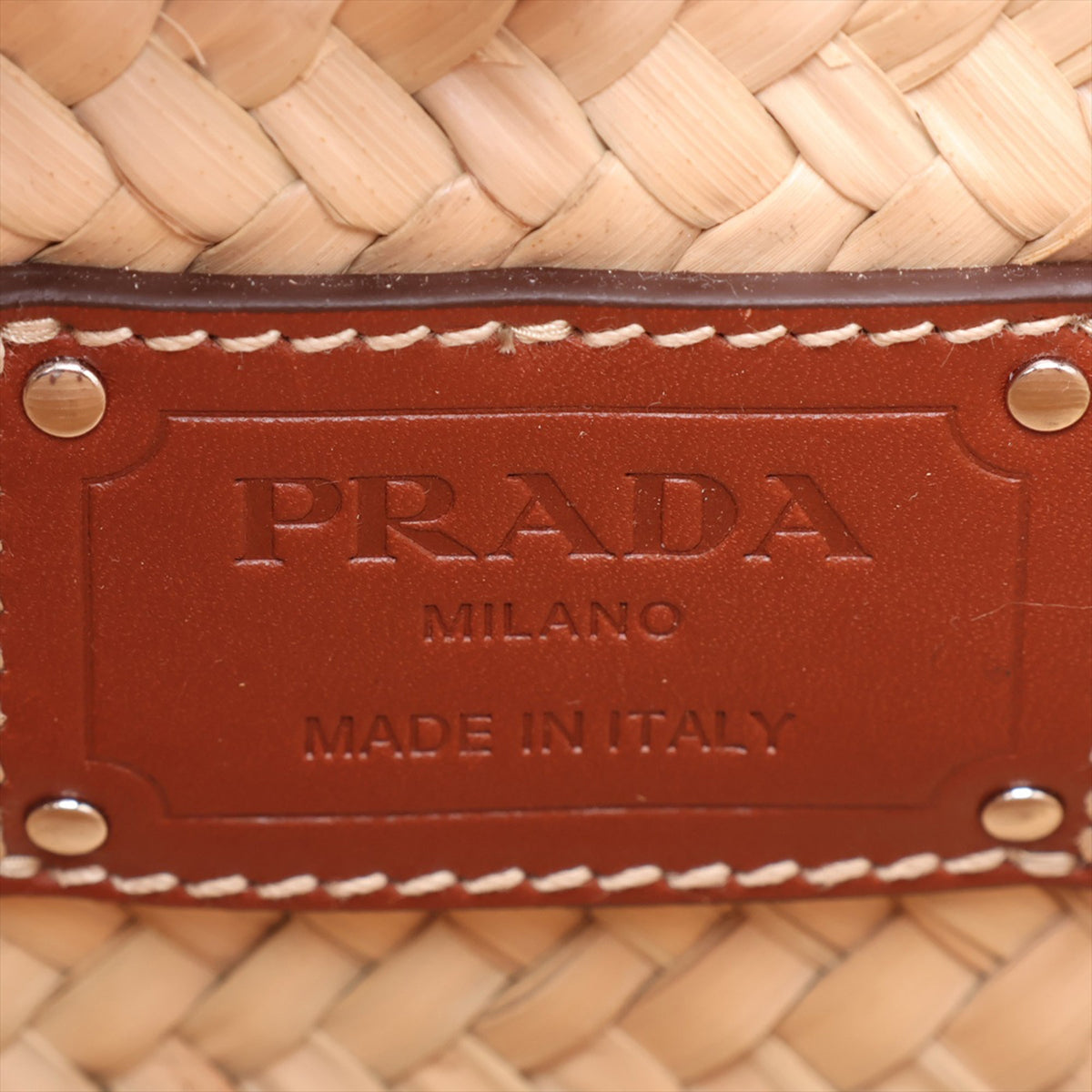 Prada Woven Palm and Leather Tote