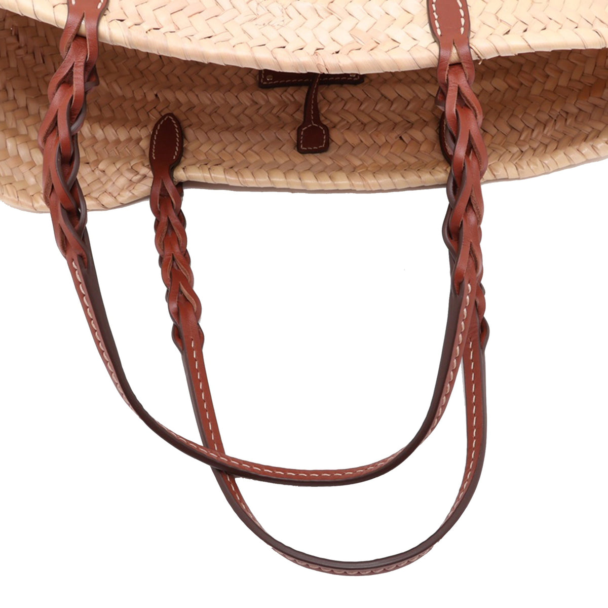 Prada Woven Palm and Leather Tote