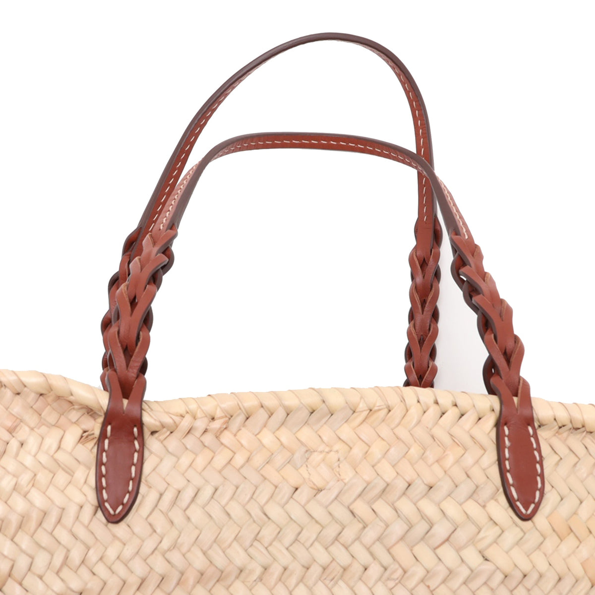 Prada Woven Palm and Leather Tote