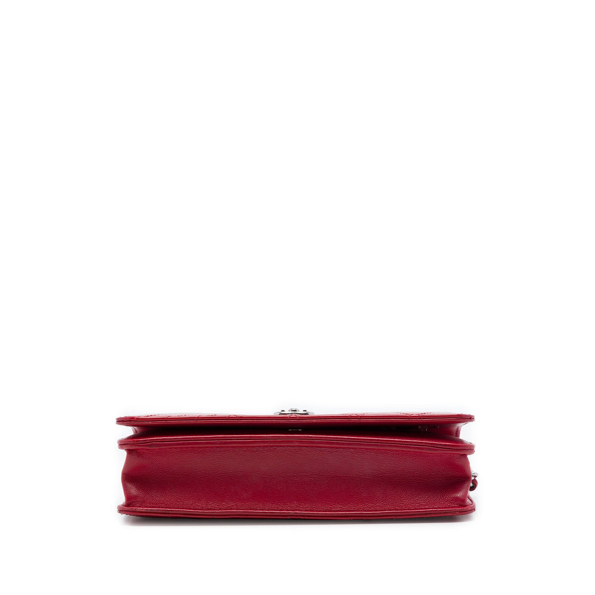 Chanel Quilted Patent Coco Boy Wallet On Chain — Red