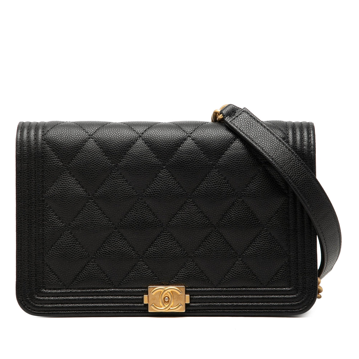 Chanel Quilted Caviar Boy Wallet on Chain