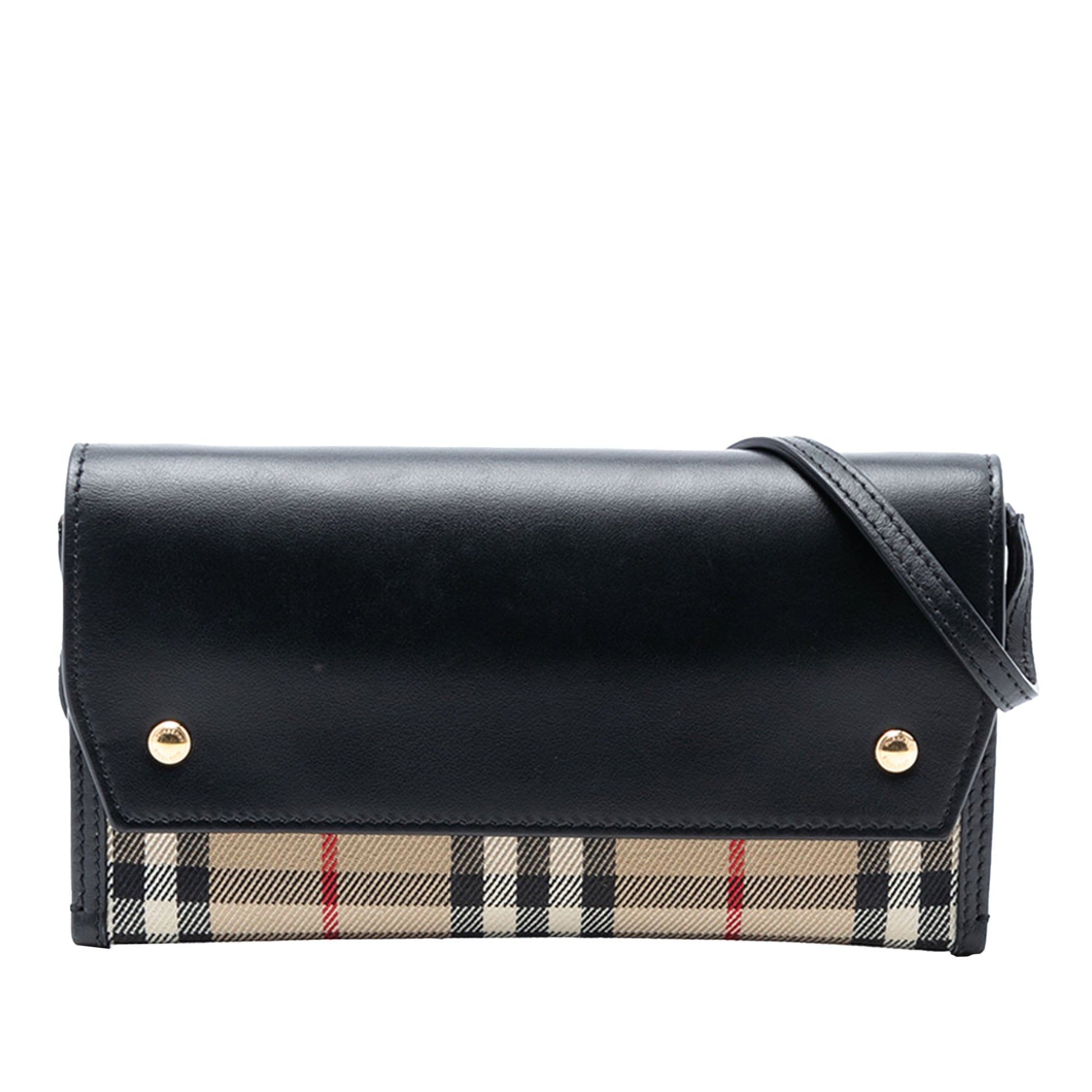 Burberry House Check Canvas and Leather Phone Pocket Crossbody
