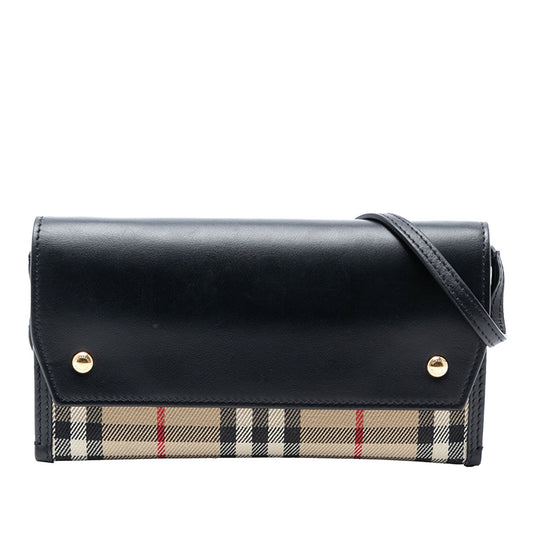 Burberry House Check Canvas and Leather Phone Pocket Crossbody