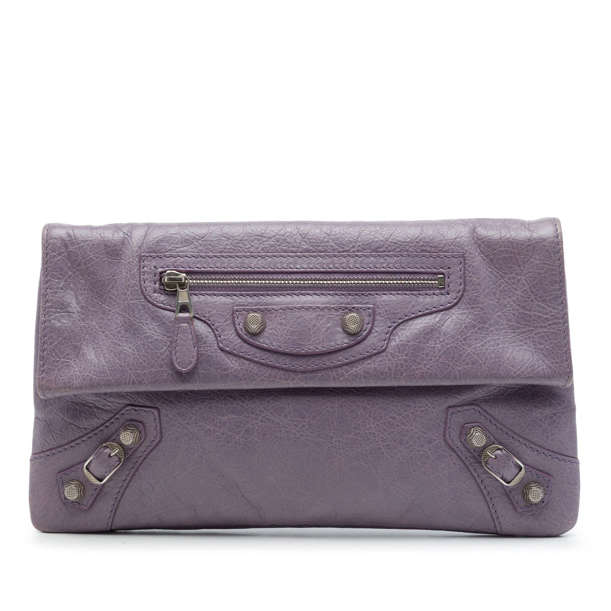 Balenciaga Lambskin Motocross Giant 12 Envelope Clutch — Purple