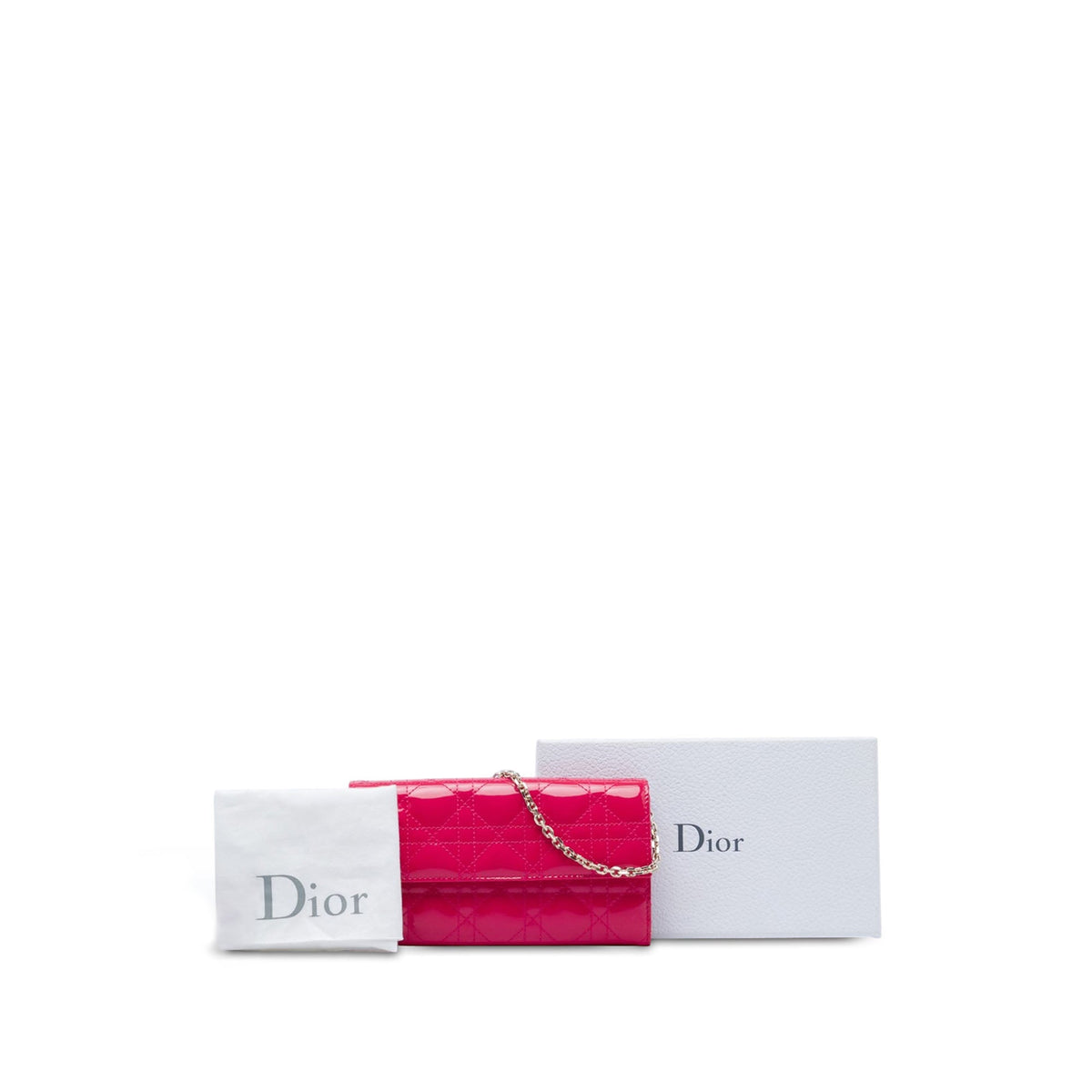 Dior Patent Cannage Lady Dior Wallet On Chain