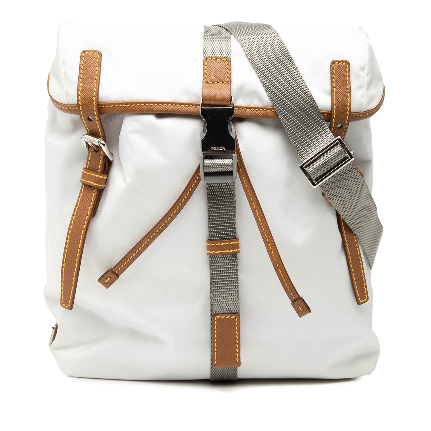 Prada Saffiano Trimmed Tessuto Triple Buckle Messenger Bag