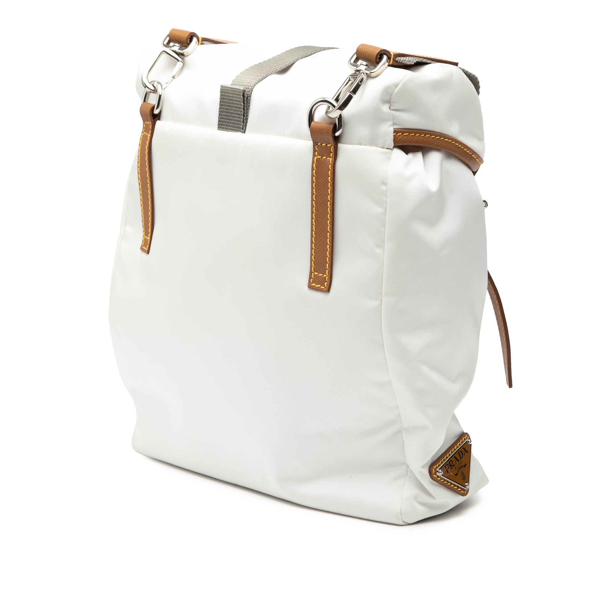Prada Saffiano Trimmed Tessuto Triple Buckle Messenger Bag