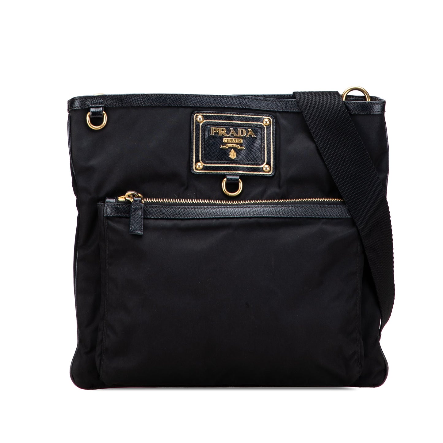 Prada Saffiano Trimmed Tessuto Snap Crossbody