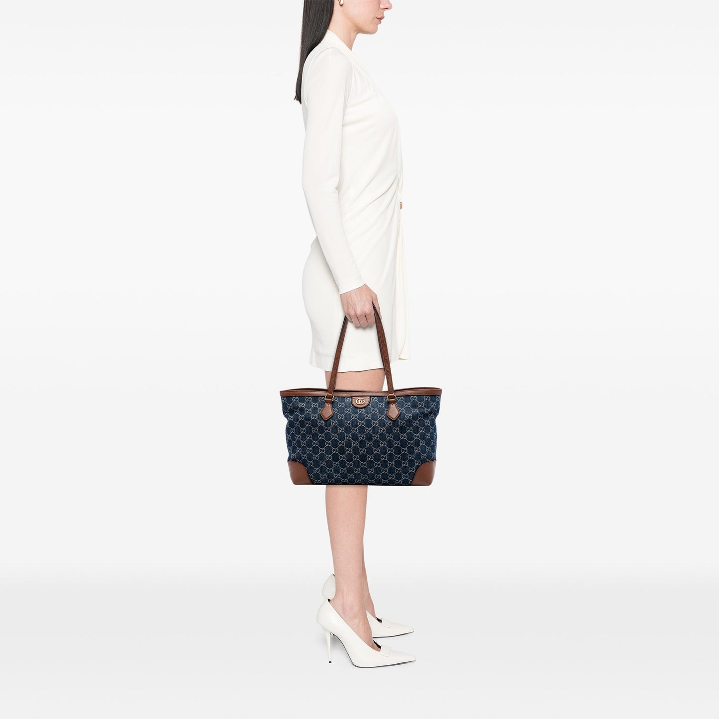 Gucci Medium GG Denim Ophidia Tote