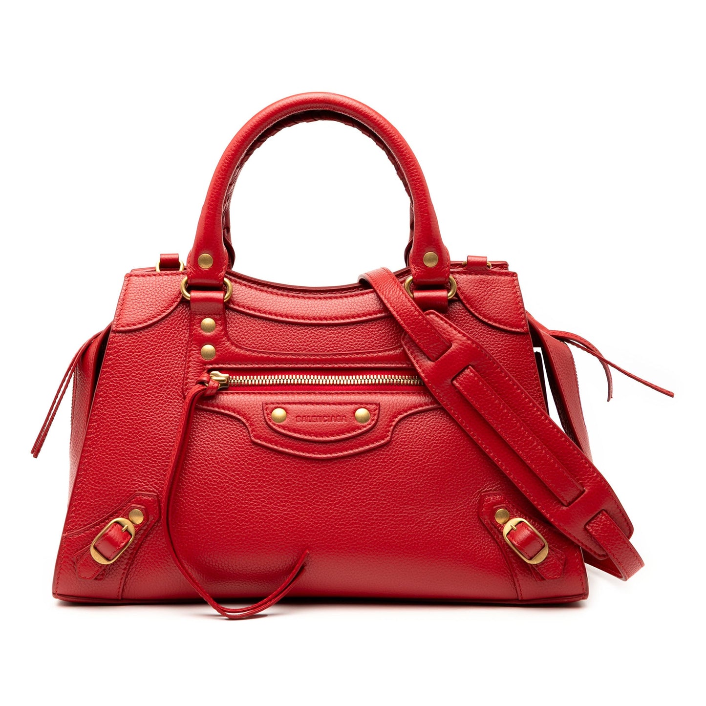 Balenciaga Small Grained Calfskin Motocross Neo Classic City Satchel