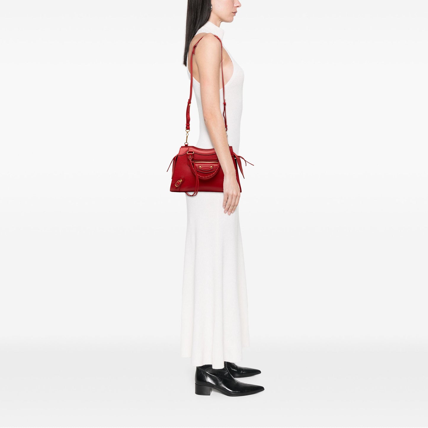 Balenciaga Small Grained Calfskin Motocross Neo Classic City Satchel